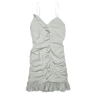 Betsey Johnson Ruched Cocktail Dress Green Stripe Size 8